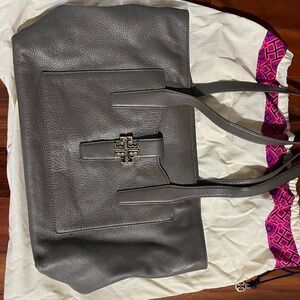 Tory Burch grey leather bag.
